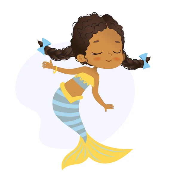 美人鱼非洲字符美丽的女孩海洋 — 图库矢量图片