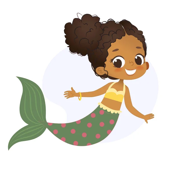 Sereia Afro personagem mítico menina pequena ninfa —  Vetores de Stock