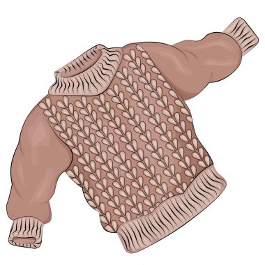 Kahverengi örgü süveter ve beyaz izole bir arka plan..