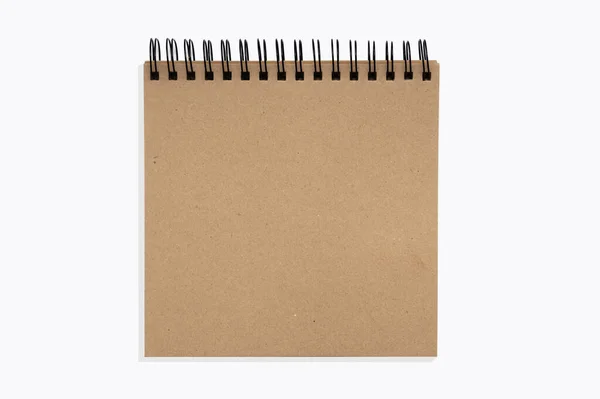 Photo Una Plantilla Vacía Cuaderno Espiral Con Hojas Papel Kraft — Foto de Stock