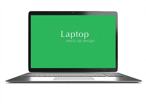 Modern dator laptop isolerad på vit bakgrund med blank skärm för mockup med cliping sökväg — Stockfoto