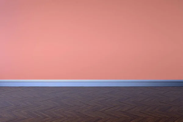 Abstrato vazio interior fundo branco vermelho rosa paredes canto e madeira chão contemporâneo, 3D renderização — Fotografia de Stock