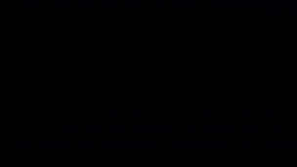 Taschenlampen heller Strahl funkeln auf schwarzem Hintergrund — Stockvideo