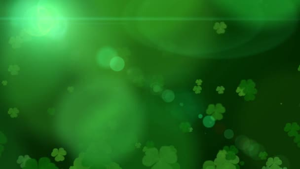 St. Patricks Day green Shamrock Leaves background. Patricks Day backdrop with growing clover leaf extreme close-up. Patrick Day pub party background Royalty Free Stock Video