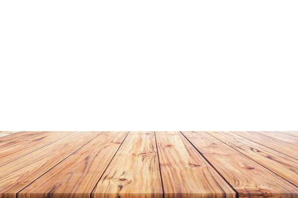 나무 테이블 상단 배경 준비에 대 한 흰색 배경에 사용 우리 디스플레이 또는 몽타주 제품 디자인 — 스톡 사진