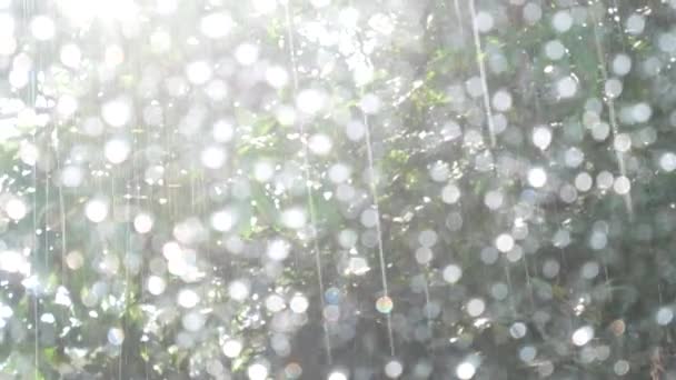 Gotas de lluvia en las gafas de la ventana del coche patrón natural de fondo gotas de lluvia — Vídeos de Stock