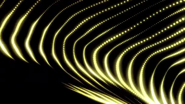 Gold Wave Particles Flow Abstract motion particle landscape background for cyberspace design — Stock Video