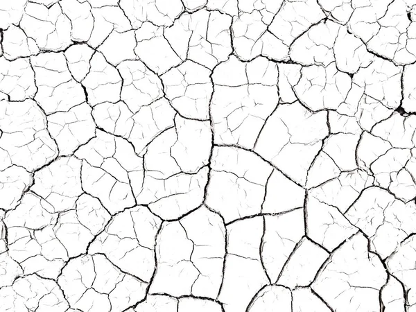 Δομή σπασμένη υφή γείωσης του εδάφους σε λευκό φόντο, ρωγμές έρημο, ξηρή επιφάνεια άνυδρη στην ξηρά το πάτωμα έχει πολλές εγκοπές και γρατσουνιές. για επικάλυψη ή εκτύπωση φόντου — Φωτογραφία Αρχείου