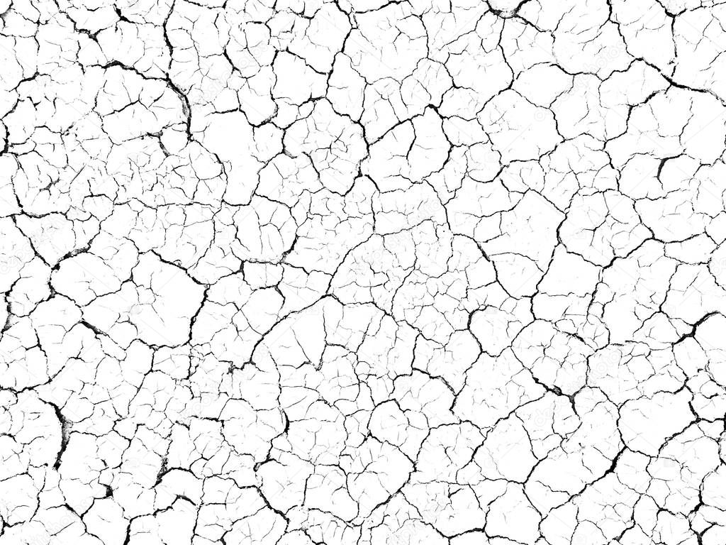 Structure cracked soil ground earth texture on white background, desert cracks,Dry surface Arid in drought land floor has many grooves and scratches.for overlay or print background