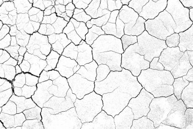 Beyaz arka planda zemin çatlamış toprak toprak dokusu, çöl çatlakları,Kurak zemin Kurak zemin Kurak arazi tabanında birçok oluk ve çizikler vardır.bindirme veya baskı arka plan için