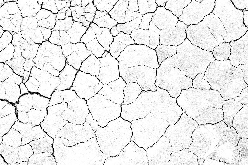 Structure cracked soil ground earth texture on white background, desert cracks,Dry surface Arid in drought land floor has many grooves and scratches.for overlay or print background