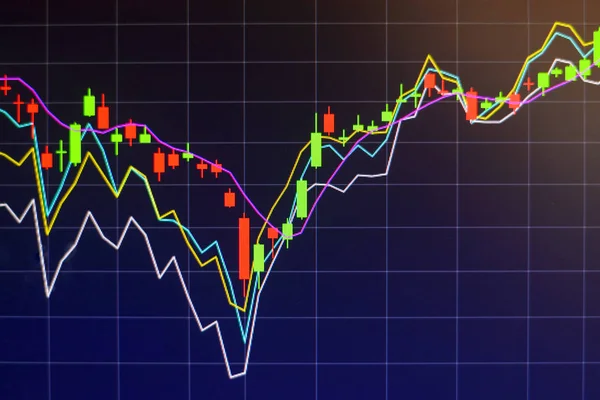 株式市場グラフ投資取引証券取引所取引市場モニター画面 — ストック写真