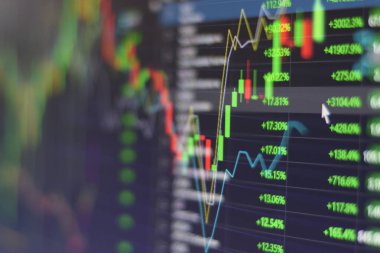 Gösterge yatırım Ticaret Borsa ticaret piyasası monitör ekran yakın yukarı ile borsa grafik grafik