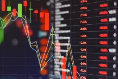 Kırmızı stok piyasa grafik arka plan için gece zamanında kırmızı Ticaret Borsa ticaret piyasa ekranında olmak monitör grafik yatırım kırmızı olmak
