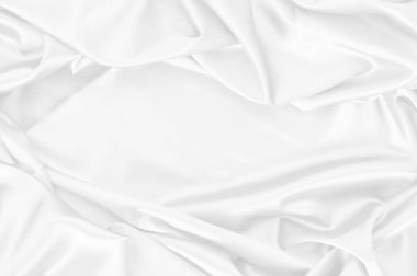 Beyaz ipek buruşuk kumaş dokusu, temiz kumaş dokusu orta arkaplanda tasarım için kopyalama alanı ile yaratıcılığınız için mükemmeldir.
