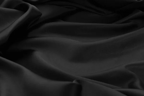 Textura Black Satén Zvlněné Tkaniny Povrch Používá Nás Luxusní Pozadí — Stock fotografie