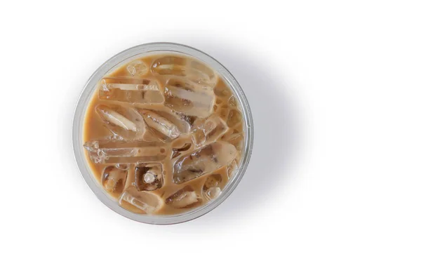 Top View Iced Coffee Cup Plasticclose — Stock Photo, Image