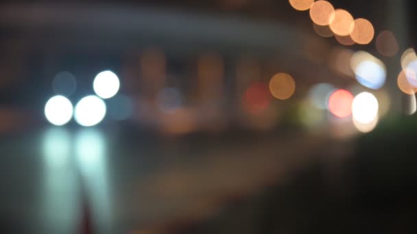 4K Барвистий нічний міський трафік вогні боке фон, розмиті ліхтарі фону боке для вашого фестивалю дизайн фону — стокове відео