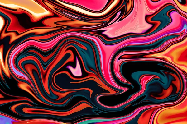 Pintura líquida colorida jaspeado, diseño de textura de mármol líquido, superficie de jaspeado colorido, vibrante diseño de pintura abstracta ondas fluidas textura de fondo — Foto de Stock