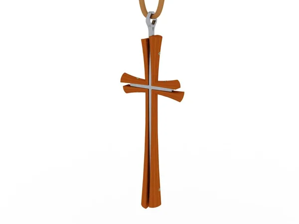 Zawieszka Krzyż Drewno Metal — Zdjęcie stockowe