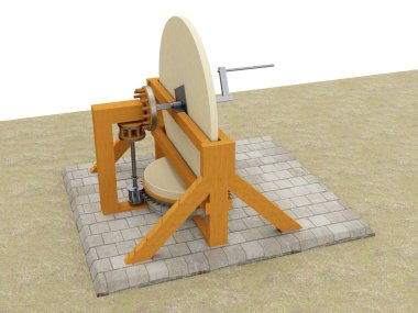 Makine içbükey aynalar, Leonardo da Vinci taşlama için; Codex Atlanticus 0087r.