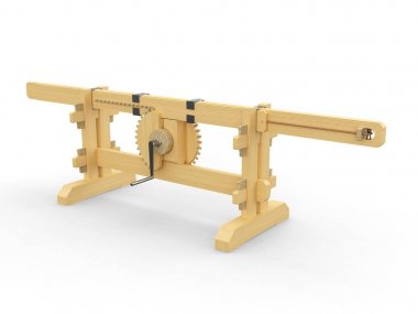 Dönme hareketini doğrusal bir harekete değiştirmek için kullanılan bir mekanizma. Leonardo da Vinci, Codex Madrid I / 0002r.