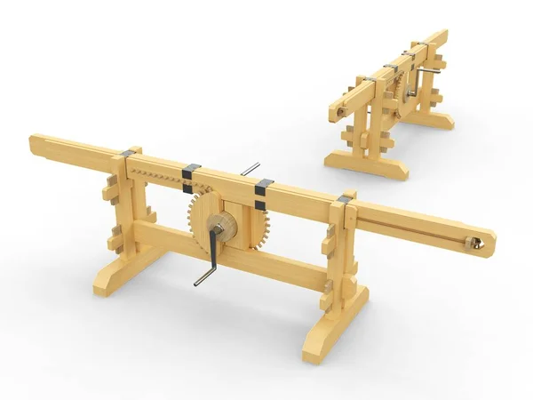 Mecanismo Utilizado Para Cambiar Movimiento Rotación Movimiento Lineal Leonardo Vinci —  Fotos de Stock