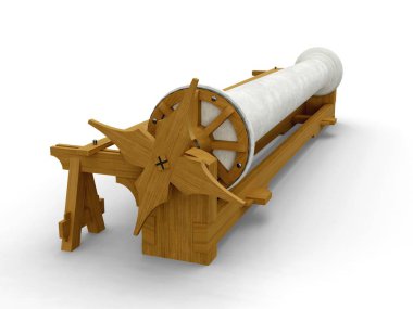 Taş sütun üretimi için işyeri, Leonardo da Vinci, Codex Atlanticus 0053r. 3d model