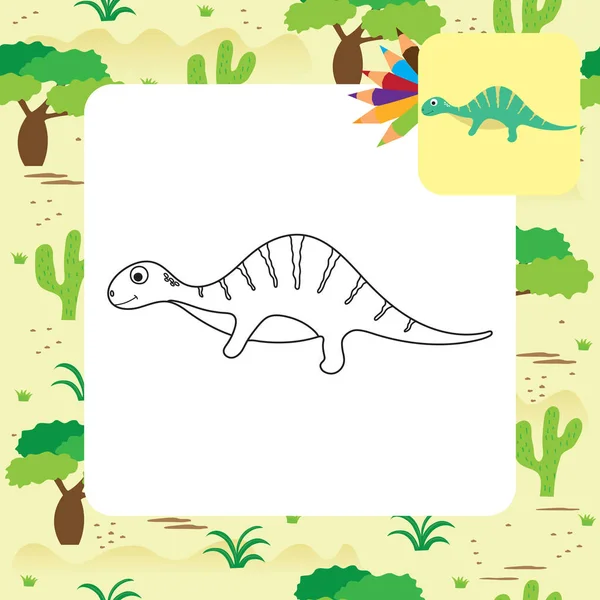 Söt Dino Teckningar För Barn Uppkopplad Vektorillustration — Stock vektor