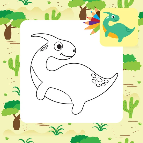 Cute Dino Coloring Book Vector Illustration — Stock Vector