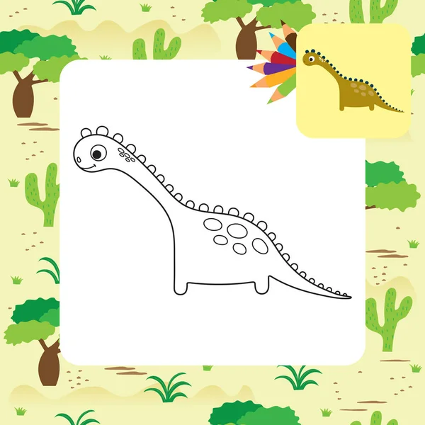 Lindo Libro Para Colorear Dino Ilustración Vectorial — Archivo Imágenes Vectoriales