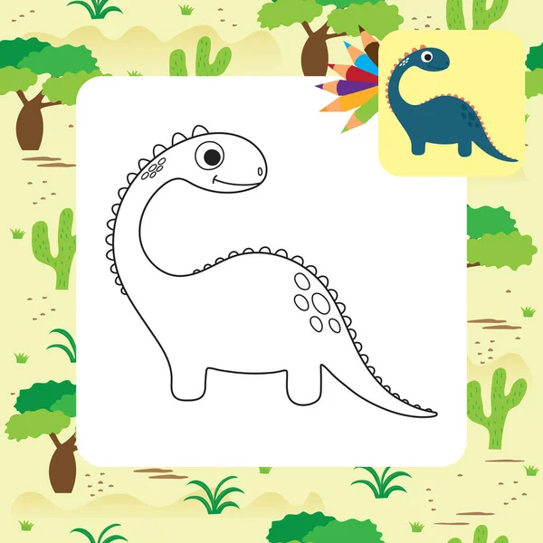 Nettes Dino Malbuch Vektorillustration — Stockvektor