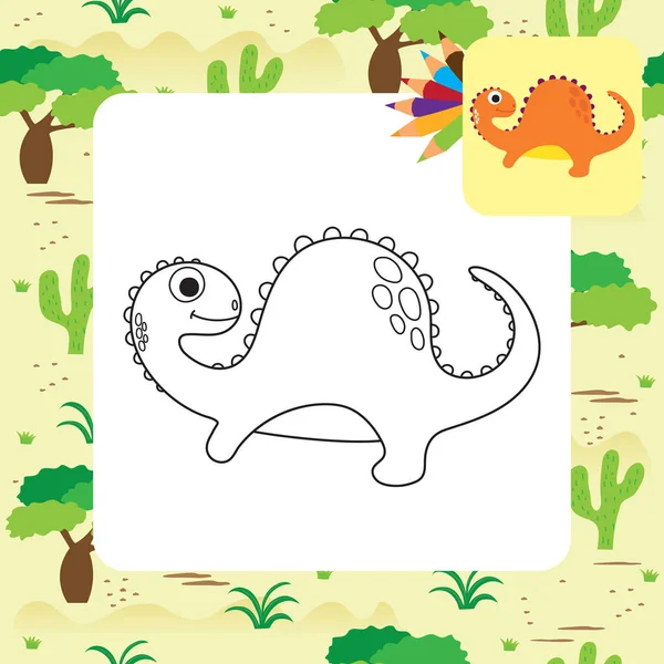 Cute Dino Coloring Book Vector Illustration — Stock Vector