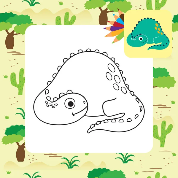 Lindo Libro Para Colorear Dino Ilustración Vectorial — Archivo Imágenes Vectoriales