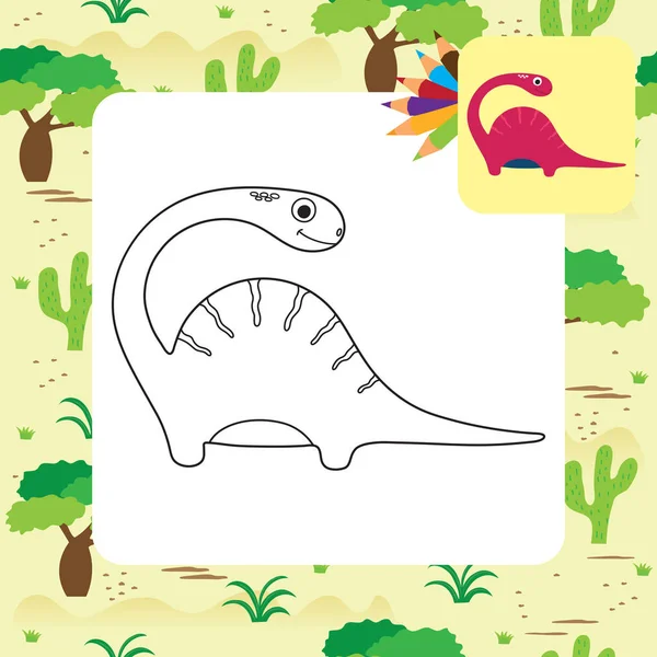 Cute Dino Coloring Book Vector Illustration — Stock Vector