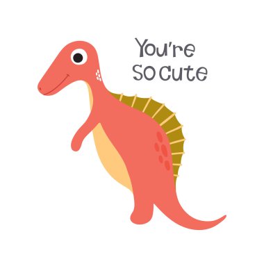 Şirin bir dinazor çizimi. Vahşi ve özgür ol