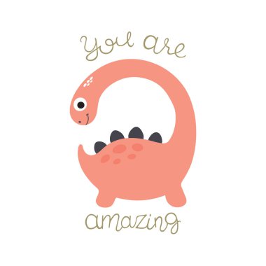 Şirin bir dinazor çizimi. Vahşi ve özgür ol