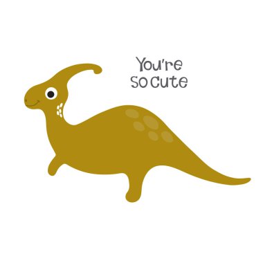 Şirin bir dinazor çizimi. Vahşi ve özgür ol