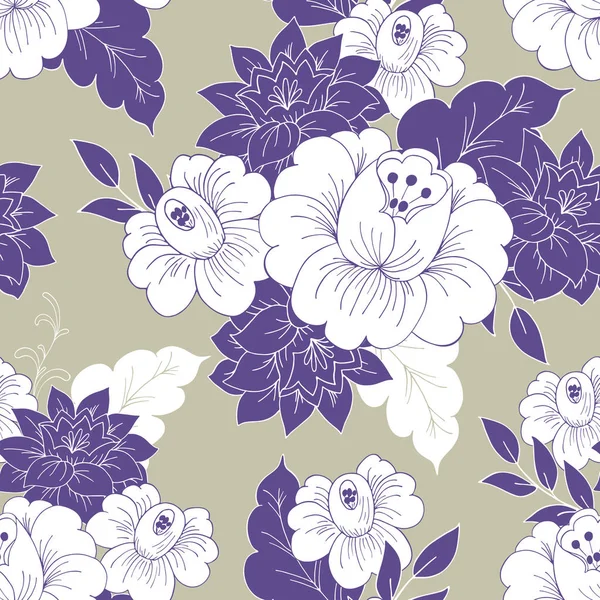 Fundo Floral Vintage Sem Costura Ilustração Vetorial — Vetor de Stock