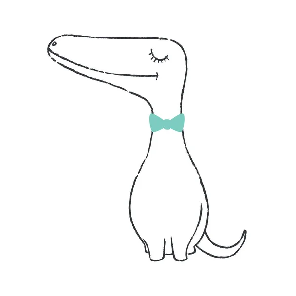 Vector Illustration Cute Little Dino — Stock Vector