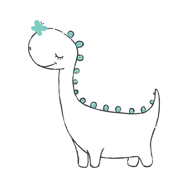 Ilustración Vectorial Pequeño Dino Lindo — Vector de stock