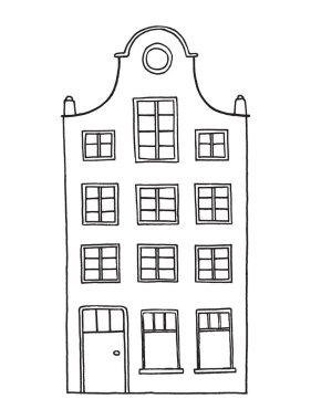 Elle çizilmiş eski ev. Vektör çizim