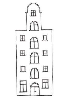 Elle çizilmiş eski ev. Vektör çizim