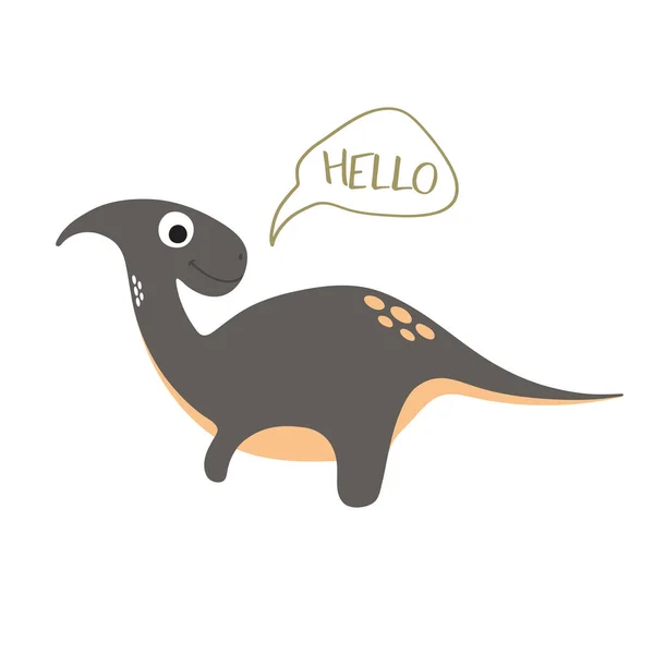 Vector Doodle Söt Dinosaurie Vektorillustration — Stock vektor