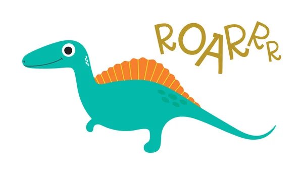 Vector Doodle Van Schattige Dinosaurus Vectorillustratie — Stockvector