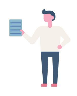 İş adamı holding/gösterme/görüntüleme boş kurulu/afiş/poster. Düz stil modern vektör çizim. -Vektör