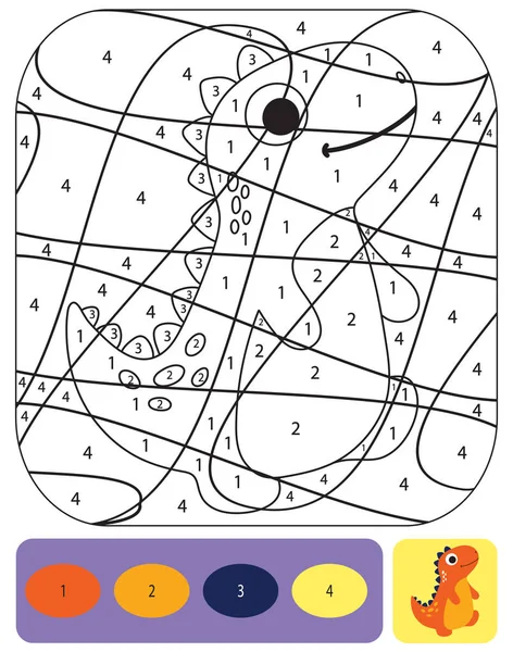 Cute dino coloring page for kids. Coloring puzzle with numbers o ⬇ ...
