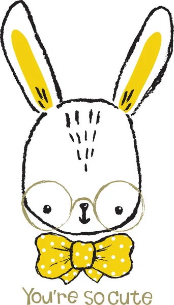 Lindo Retrato Dibujado Mano Conejo Ilustración Vectorial — Vector de stock