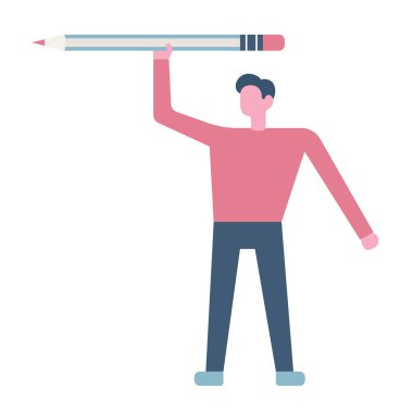 dino86business holding/gösterme/veren bir kalem dostum. Düz stil modern vektör çizim