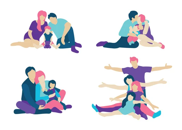Sada Koncepce Rodinné Ploché Ikony Ploché Styl Moderní Vektorové Ilustrace Vektorová Grafika